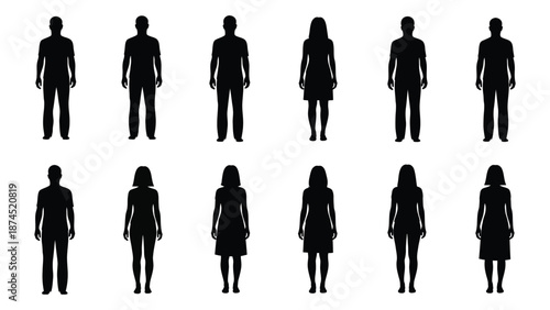 Silhouettes of people isolated on white background, Vector