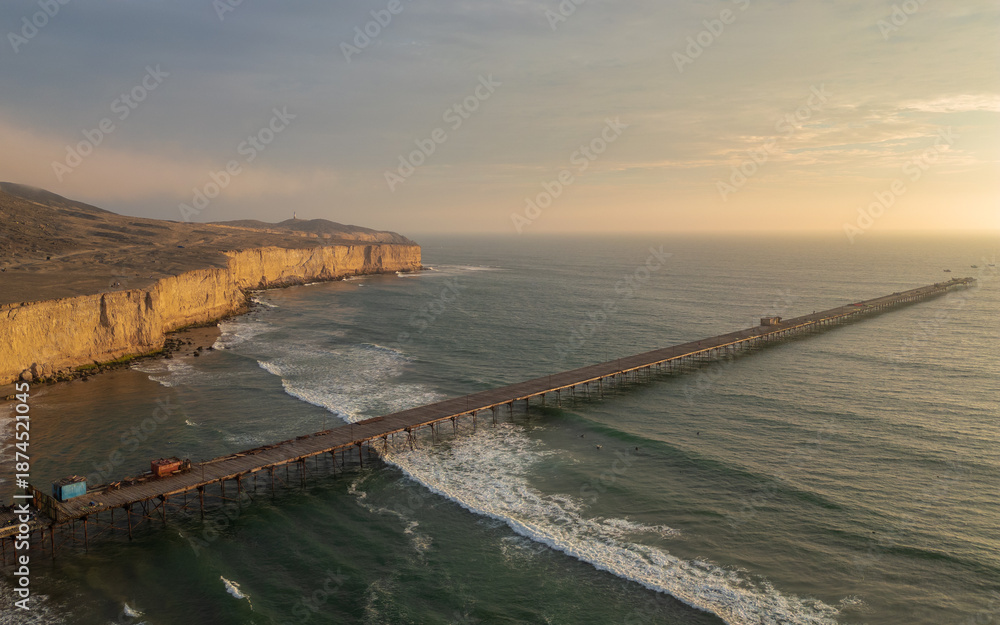 Fototapeta premium sunset over Eten on the northern coast of Peru