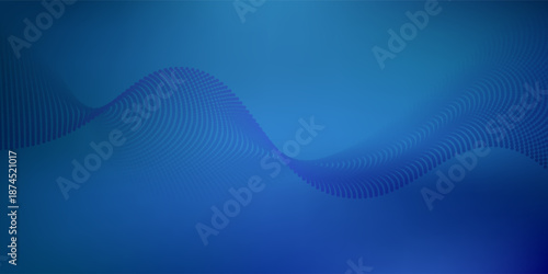 Flowing dots particles wave pattern in blue green colors. Vector curve light line. Abstract background banner design for music, Ai technology, neural network concept