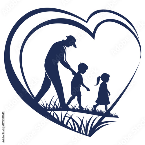 A visually striking logo design featuring a silhouetted parent and child symbolizing family wellness and connection