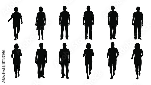 Silhouettes of people isolated on white background, Vector
