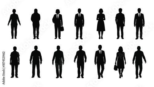 Silhouettes of professionals isolated on white background, Vector