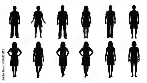 Silhouettes of people isolated on white background, Vector