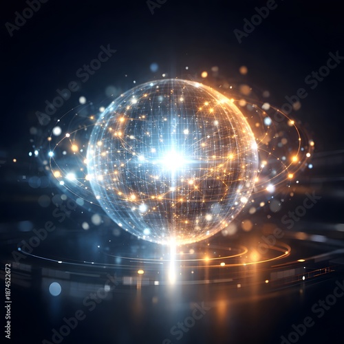 abstract AI Assistant Technology Concept with glowing lights