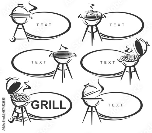 Grill labels and elements set. Collection icon grill. Vector