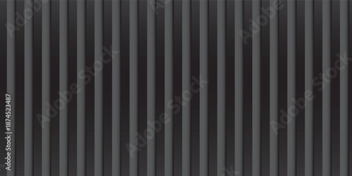 Dark Grey Corrugated Metal Texture Background with Vertical Ribbed Pattern.