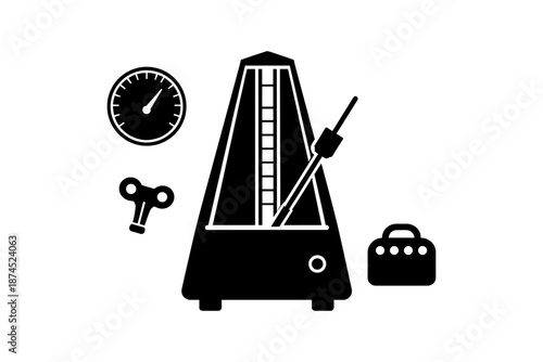 Metronome toolkit: silhouette design of music tempo and timing essentials