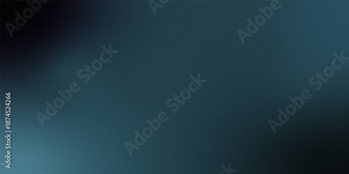 A blurred gradient background in shades of dark teal and deep navy blue tones