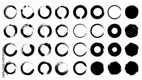 Zen Enso Circle Brush Set – Hand Drawn Ink Circles for Mindfulness and Japanese Art, enso, zen, zen circle, zen enso, circle, circles, brush circle, brush stroke, brushstroke, ink, ink circle, sumi e