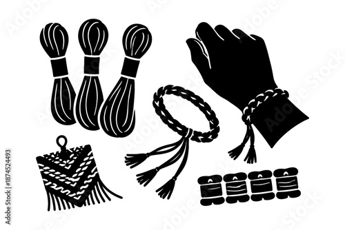 Silhouette design of braided bracelets and craft tools for diy projects