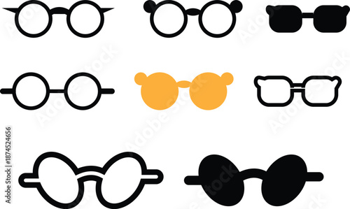 Collection of assorted eyeglasses in various shapes and colors