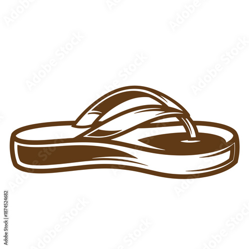 Brown flip flop sandal isolated on white background for summer vacation and beach activities