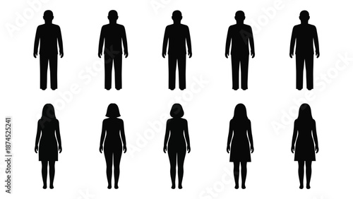 Silhouettes of people isolated on white background, Vector