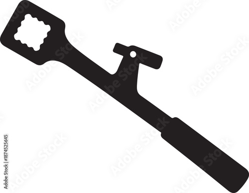 Serpentine belt tool icon in silhouette white background.