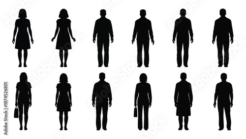 Silhouettes of people isolated on white background, Vector