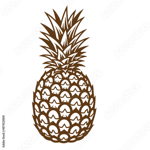 Brown pineapple fruit silhouette icon isolated on white background