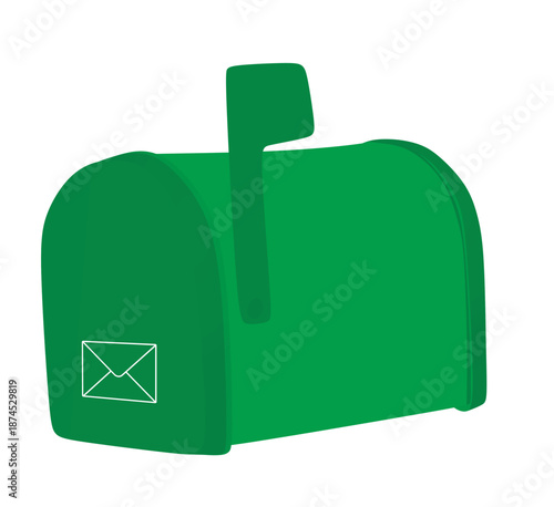 Green mail box. vector illustration