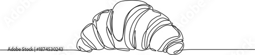 continuous single line drawing of croissant, line art vector illustration