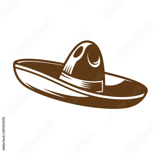 Brown sombrero hat icon in brown color isolated on white background  mexican traditional headgear