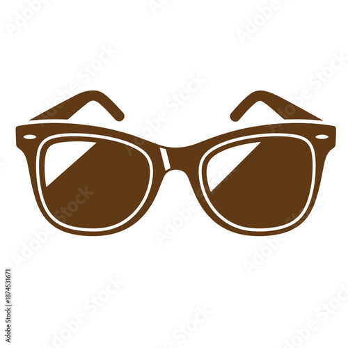Brown sunglasses with white outline on white background