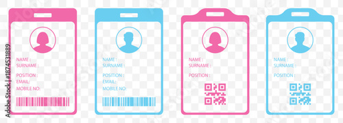 Personal Identification Card Icons – Vector ID Badge and Identity Document Symbol Set On Transparent Background. EPS 10.