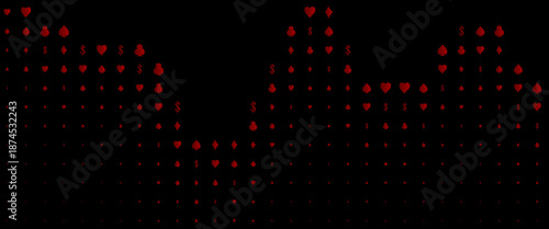 Dark Silver, Gray vector pattern with symbol of cards. Colorful gradient with signs of hearts, spades, clubs, diamonds. Pattern for leaflets of poker games, events.