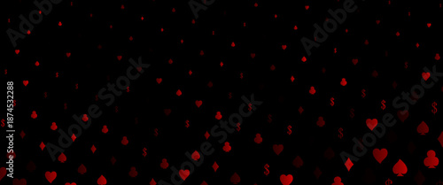 Dark Silver, Gray vector pattern with symbol of cards. Colorful gradient with signs of hearts, spades, clubs, diamonds. Pattern for leaflets of poker games, events.