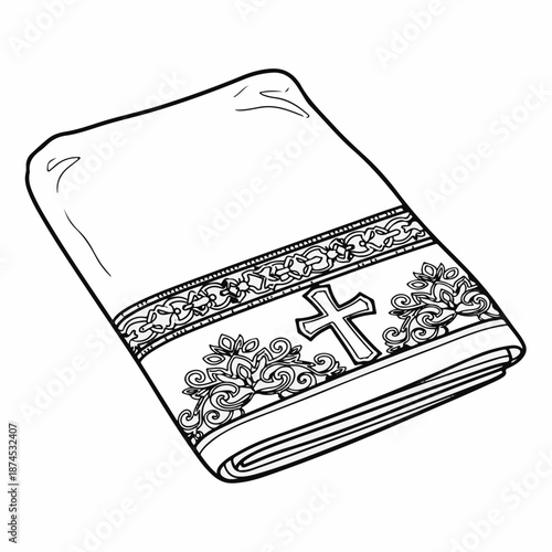 Baptismal cloth with decorative cross and floral patterns
