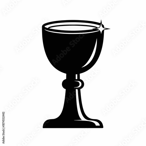 Black chalice symbolizing baptism in a minimalist style