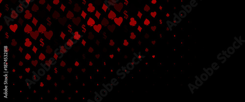 Dark Silver, Gray vector pattern with symbol of cards. Colorful gradient with signs of hearts, spades, clubs, diamonds. Pattern for leaflets of poker games, events.