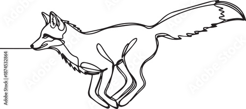 Dynamic fox illustration in modern line art style