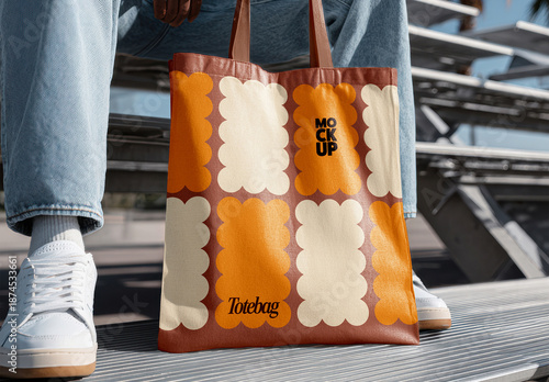 Lifestyle Tote Bag Mockup Outdoor Scene