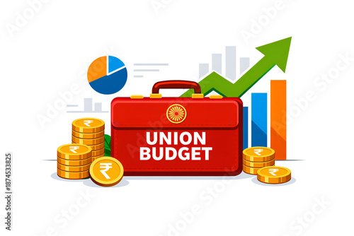 Indian Union Budget Vector Illustration - Finance and Investment