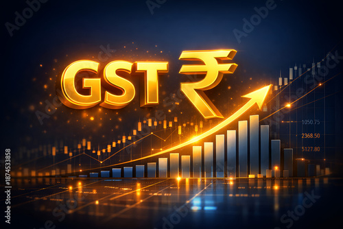 Indian GST and Rupee Growth Chart, Stock Market
