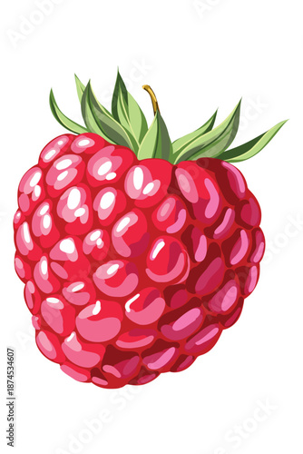 Hand Drawn Raspberry Berry Botanical Illustration