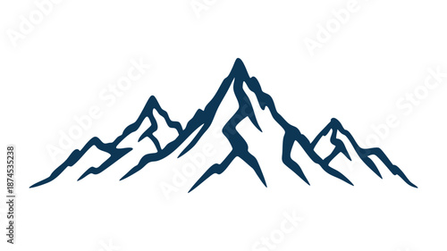 A minimalist dark blue jagged mountain range silhouette graphic illustration
