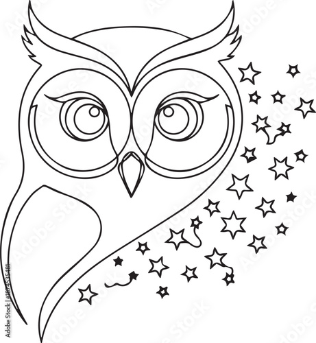 Whimsical owl illustration with stars