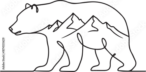 Mother bear and cub walking together in nature