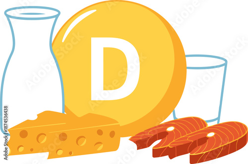 Vitamin D Food Sources Illustration