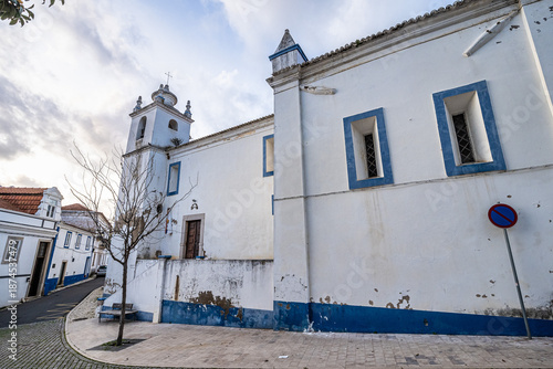 Traditional white church Igreja do Salvador, Church of the Savior in Odemira, Costa Vicentina, Portugal