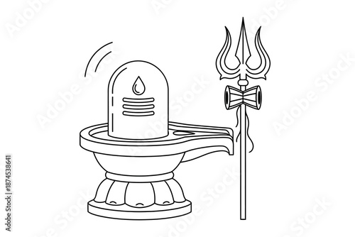 Shiva linga with trident on isolated in hinduism