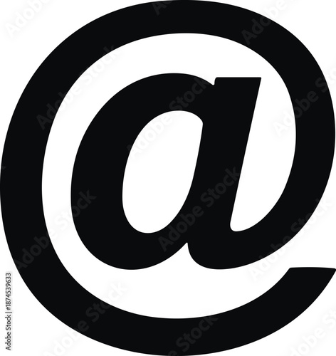 Bold Black At Symbol Icon Isolated on White Background Representing Email Address Digital Communication Internet Technology Network Connectivity and Modern Marketing