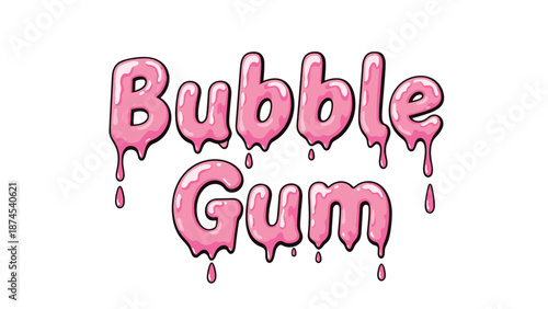 Stylized pink text reading Bubble Gum with a dripping and melting effect on a clean white background for a playful creative design.