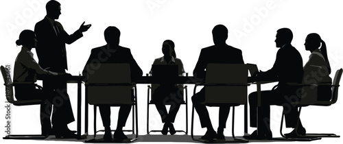 Silhouette Business Meeting with Professionals in Discussion
