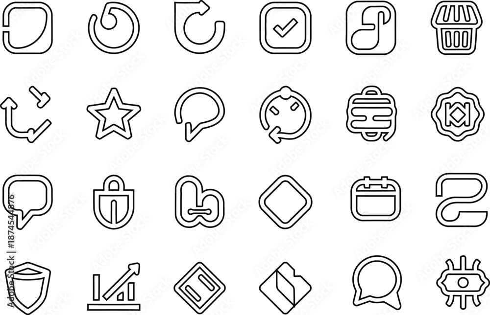 Fototapeta premium Linear vector icon set for e-commerce business communication and web user interface navigation elements.