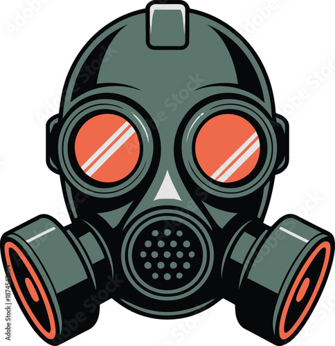 Tactical Gas Mask Illustration for Safety and Post-Apocalypse