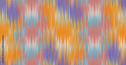 Seamless Ikat fabric pattern with tribal geometric patterns. Traditional abstract zigzag art on woven fabric. colorful tone background. Suitable for wallpaper, textile design and digital backgrounds