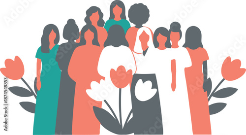 Diverse Women Empowerment Illustration with Floral Elements