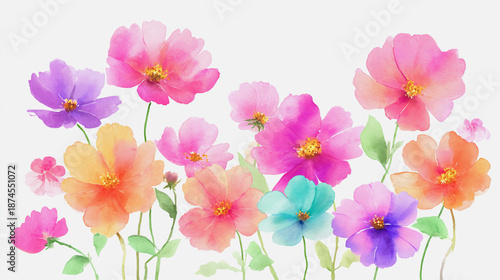 watercolor botanical Daisy flowers texture template background.Elegant wedding invitation card background . Minimal hand painted Design for wedding or Valentine's Day