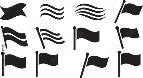 Collection of various flag shapes and designs isolated on transparent background flags banner